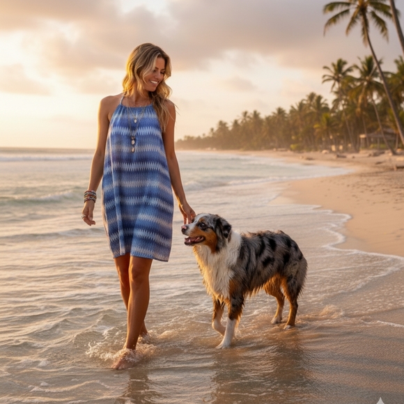 🌿C & C California Women's Large Blue Ombre Beach Coverup - Picture 12 of 14